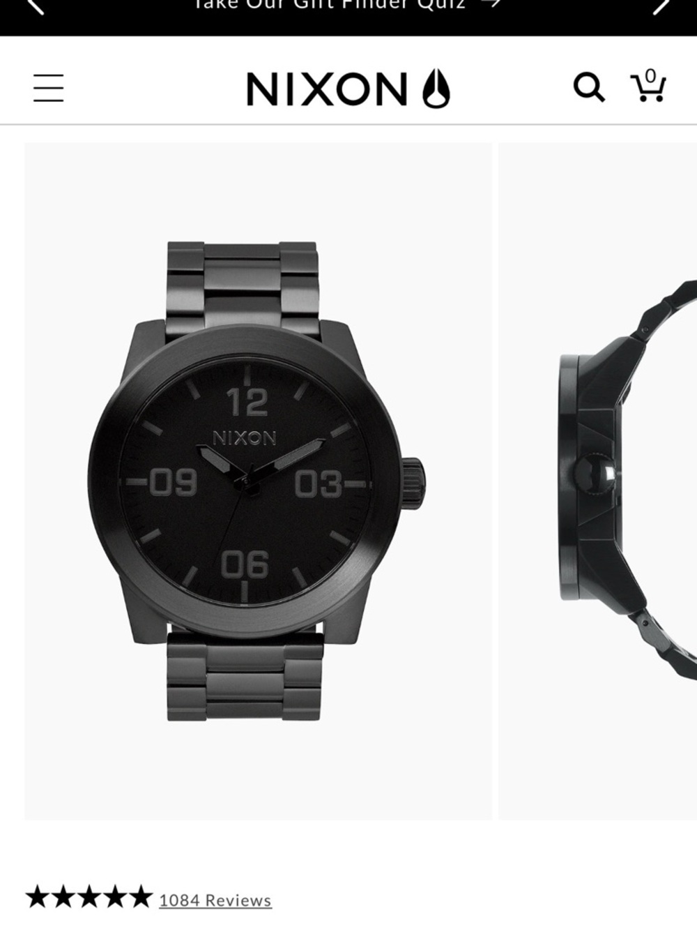 Nixon The Corporal Black Stainless Steel Watch